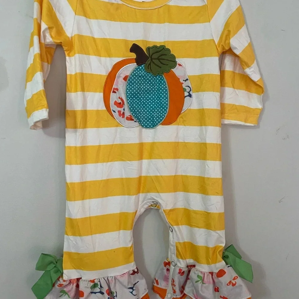 Striped Pumpkin Romper